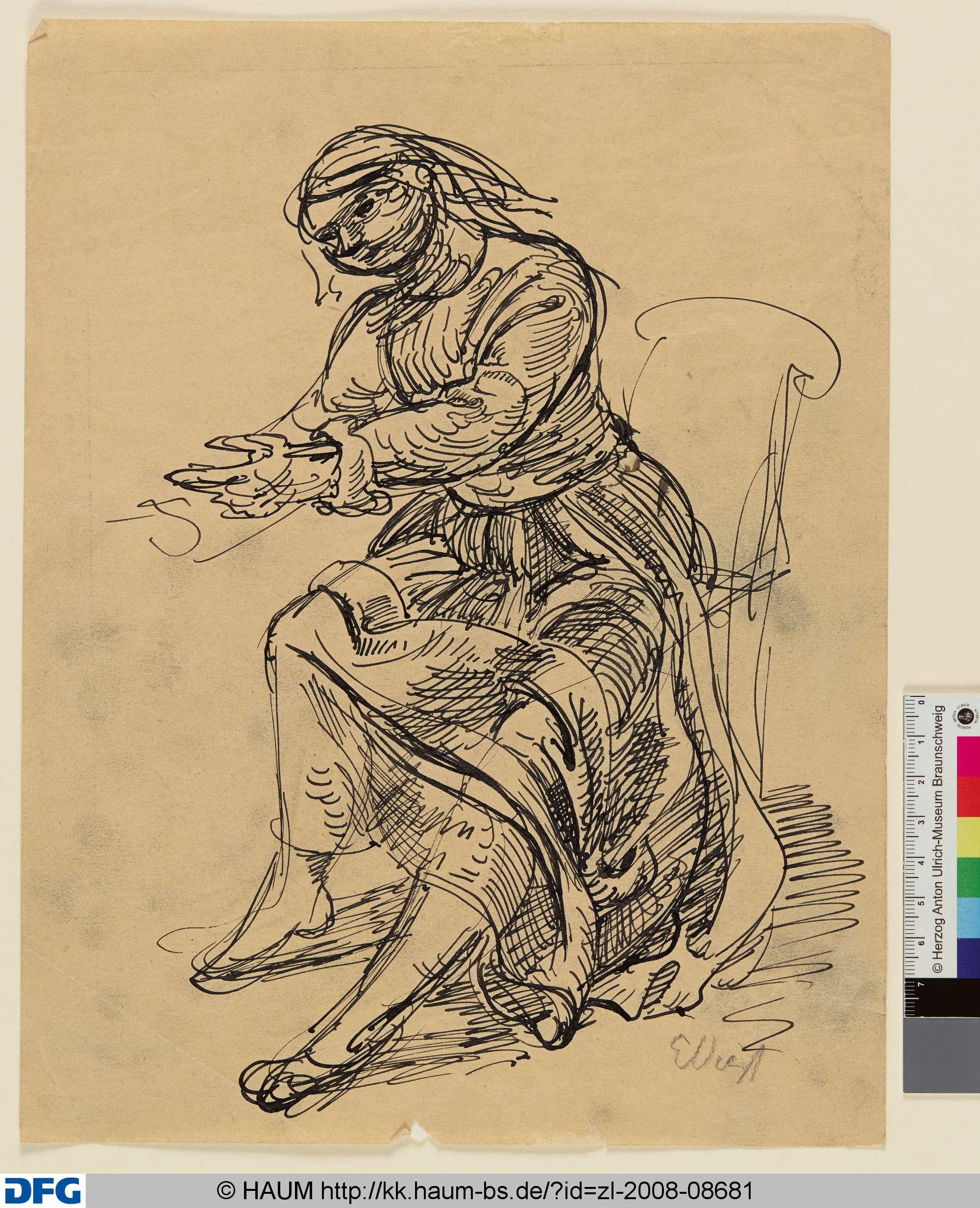 Sitzende auf einem Stuhl, gegen links, Elisabeth Voigt, 1913–1977