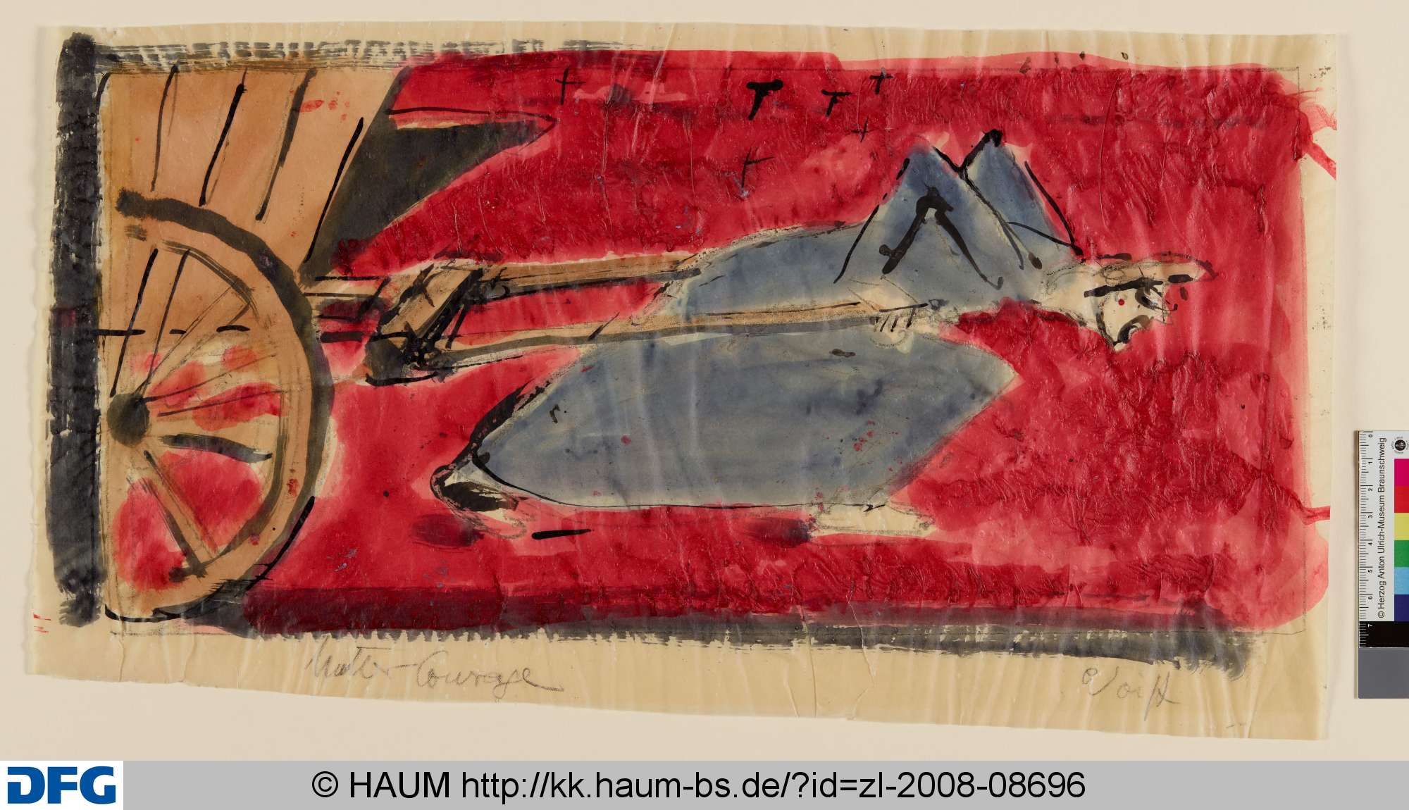 Mutter Courage zieht den Wagen, nach rechts (Skizze), Elisabeth Voigt, 1913–1977