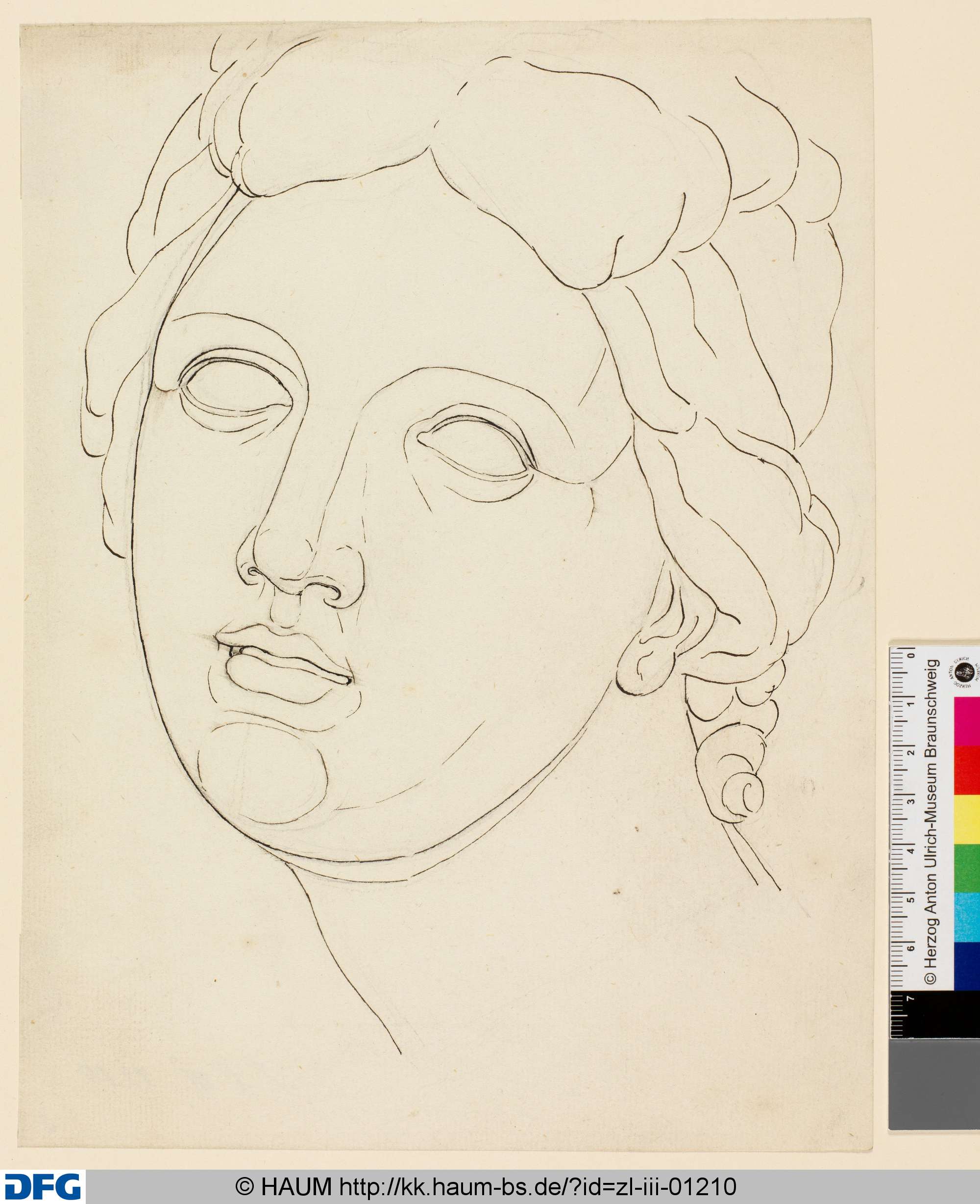 Kopf einer antiken Skulptur (Aphrodite von Knidos), Friedrich Knolle, 1827–1877
