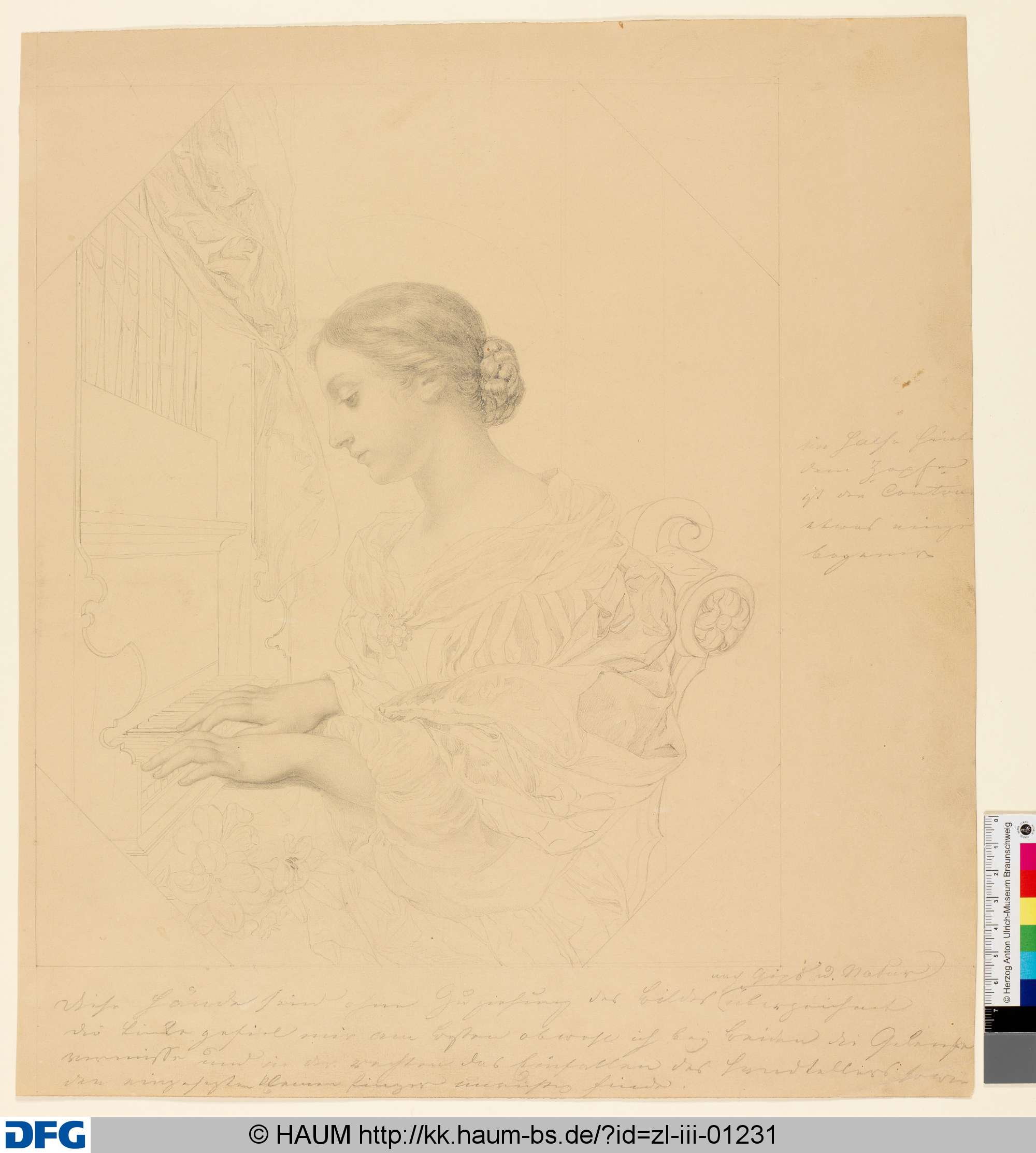 Bildnis einer Frau am Klavier, Friedrich Knolle, 1827–1877