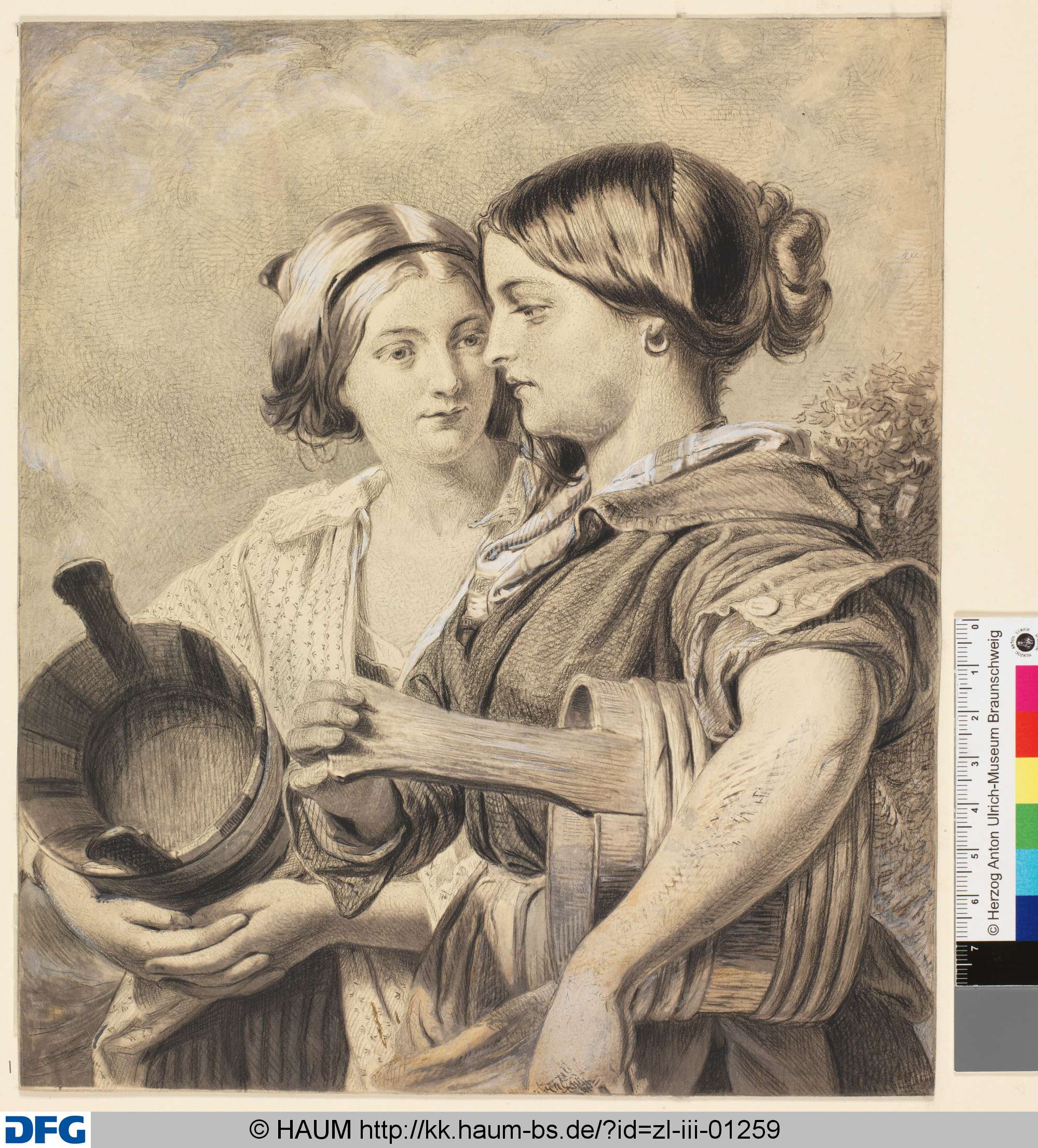 Zwei Mädchen mit Melkeimern, Friedrich Knolle, 1827–1877