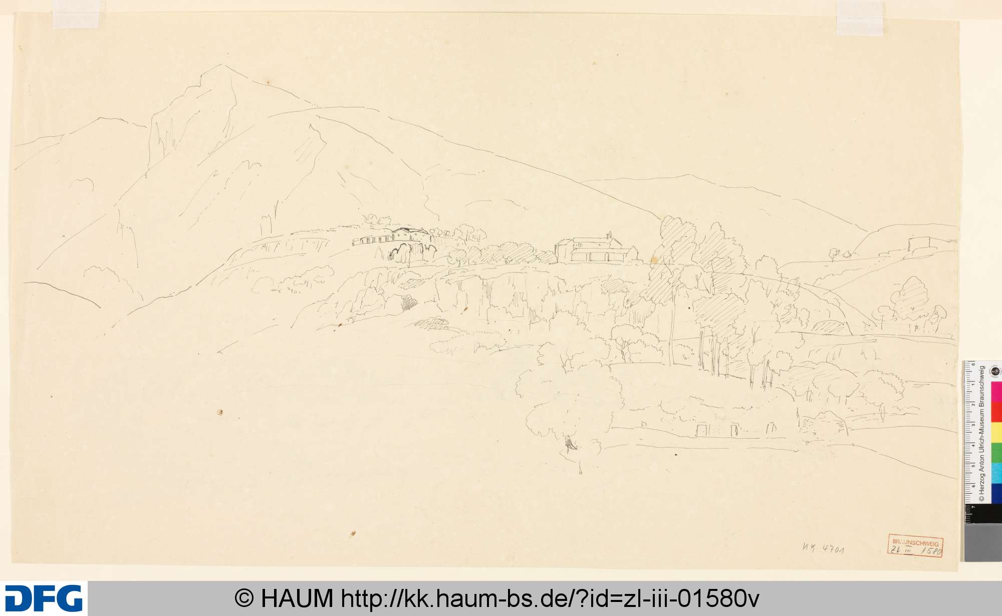 Skizze einer italienischen Berglandschaft, Heinrich Brandes