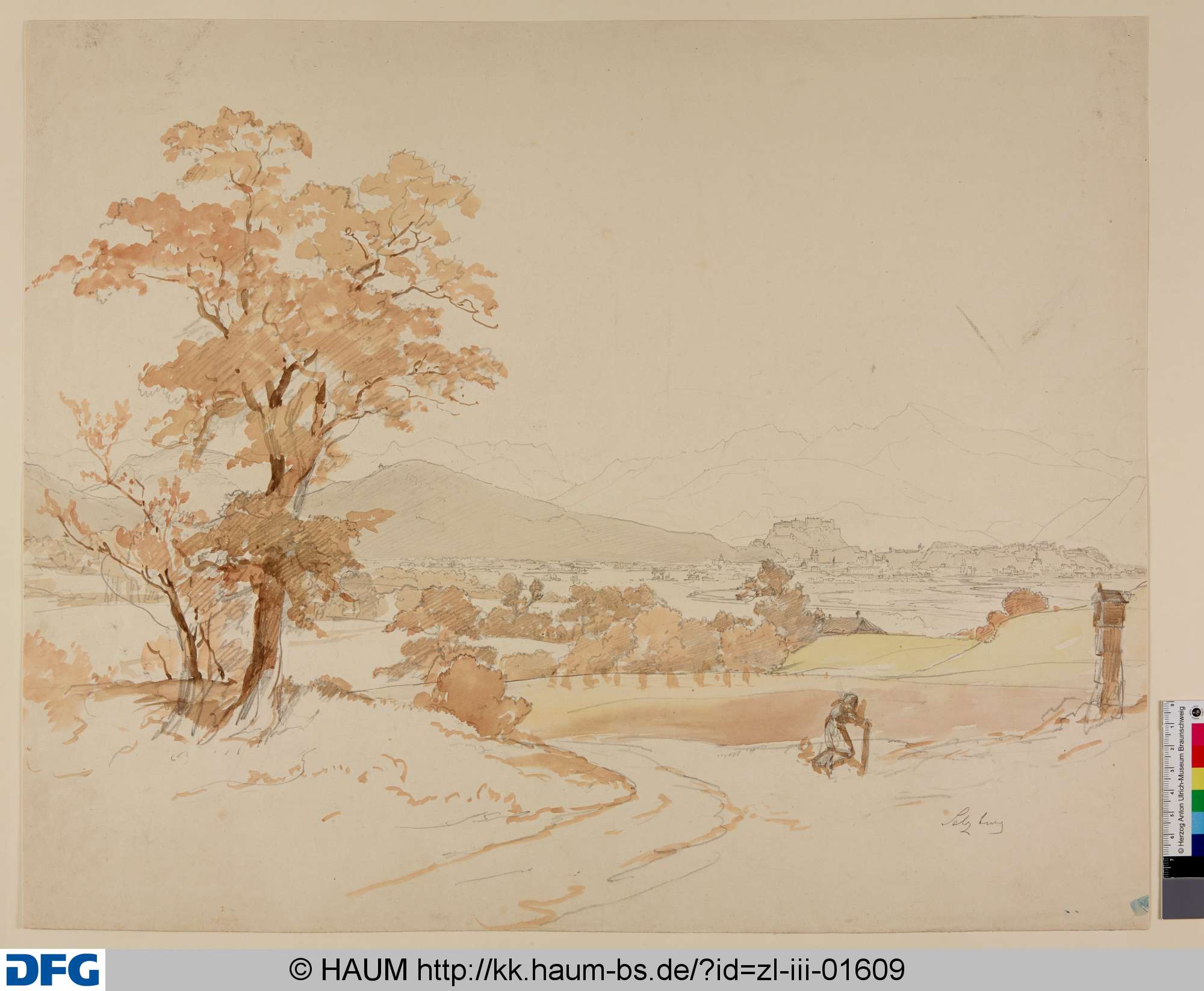 Landschaft mit Salzburg im Hintergrund, Heinrich Brandes