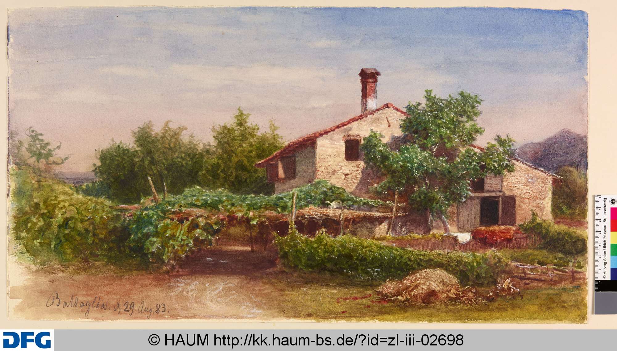 Haus bei Battaglia, Adolf Nickol, 1883