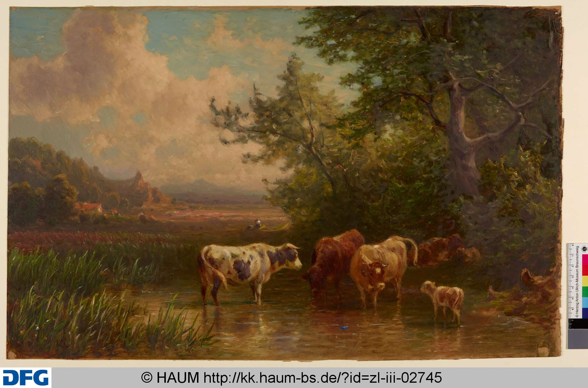 Rinder in einem See, Adolf Nickol, 1844–1905