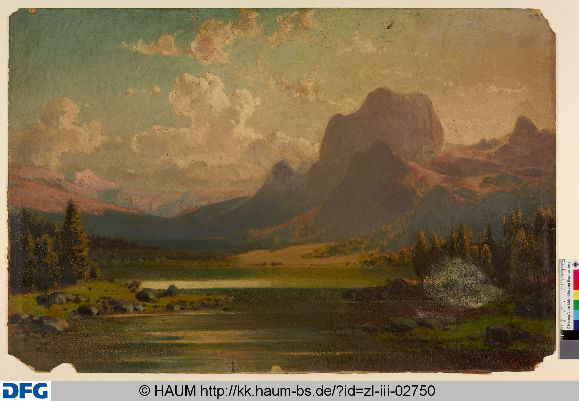 Landschaft mit See und Bergen, Adolf Nickol, 1844–1905