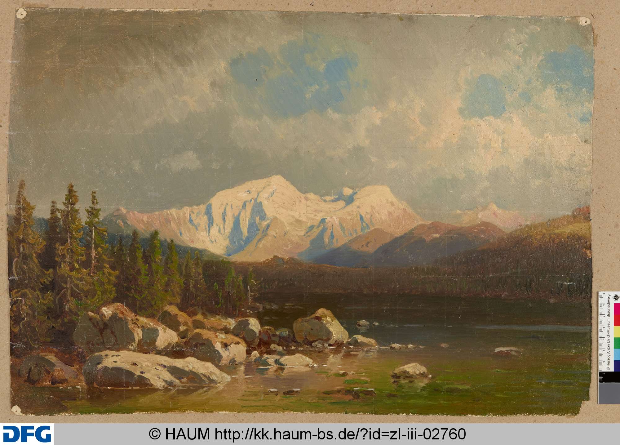 Gebirgslandschaft mit See, Adolf Nickol, 1844–1905