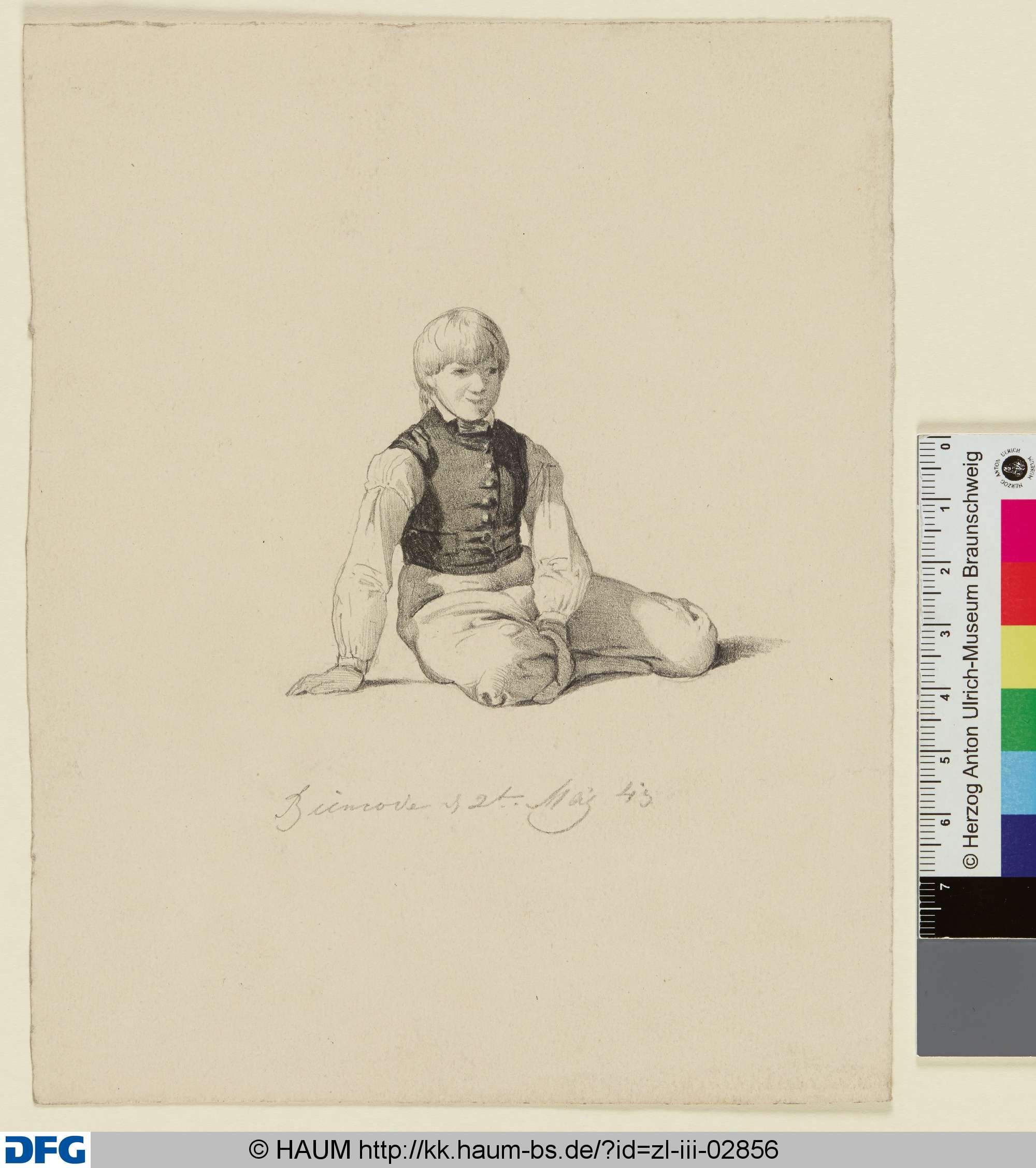 Sitzendes Mädchen, Adolf Nickol, 1843