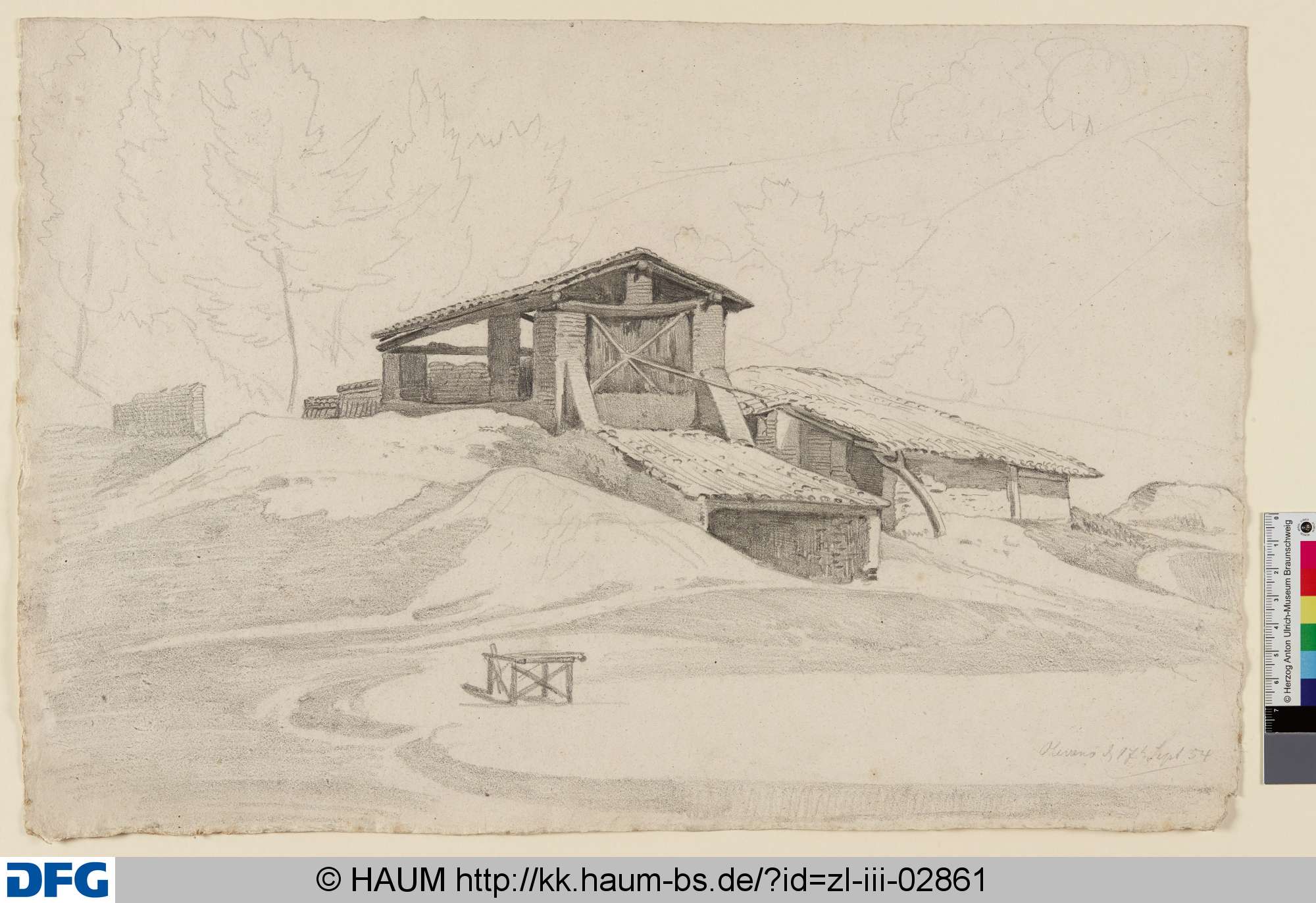 Hütte bei Olevano, Adolf Nickol, 1854