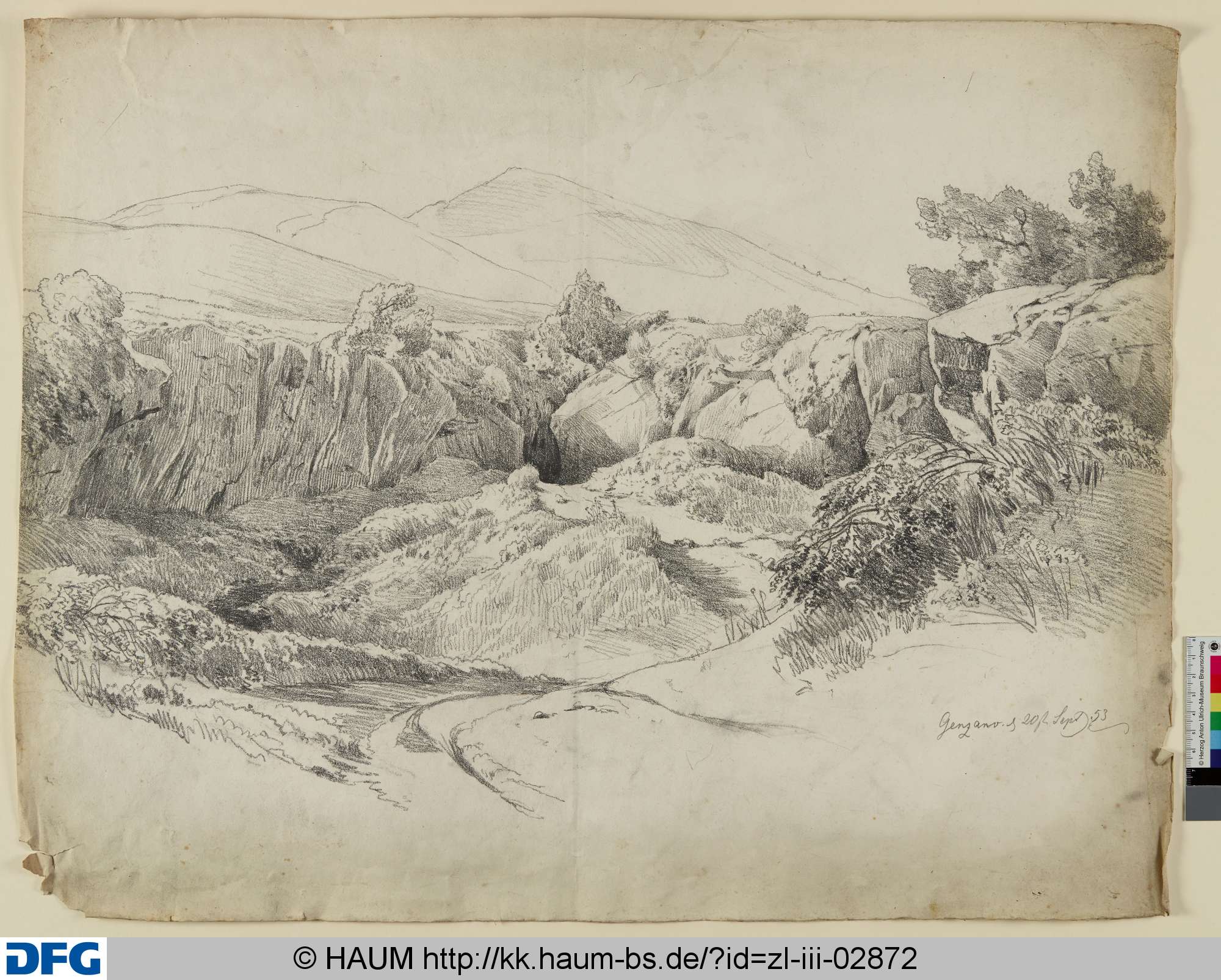 Landschaft bei Genzano, Adolf Nickol, 1853