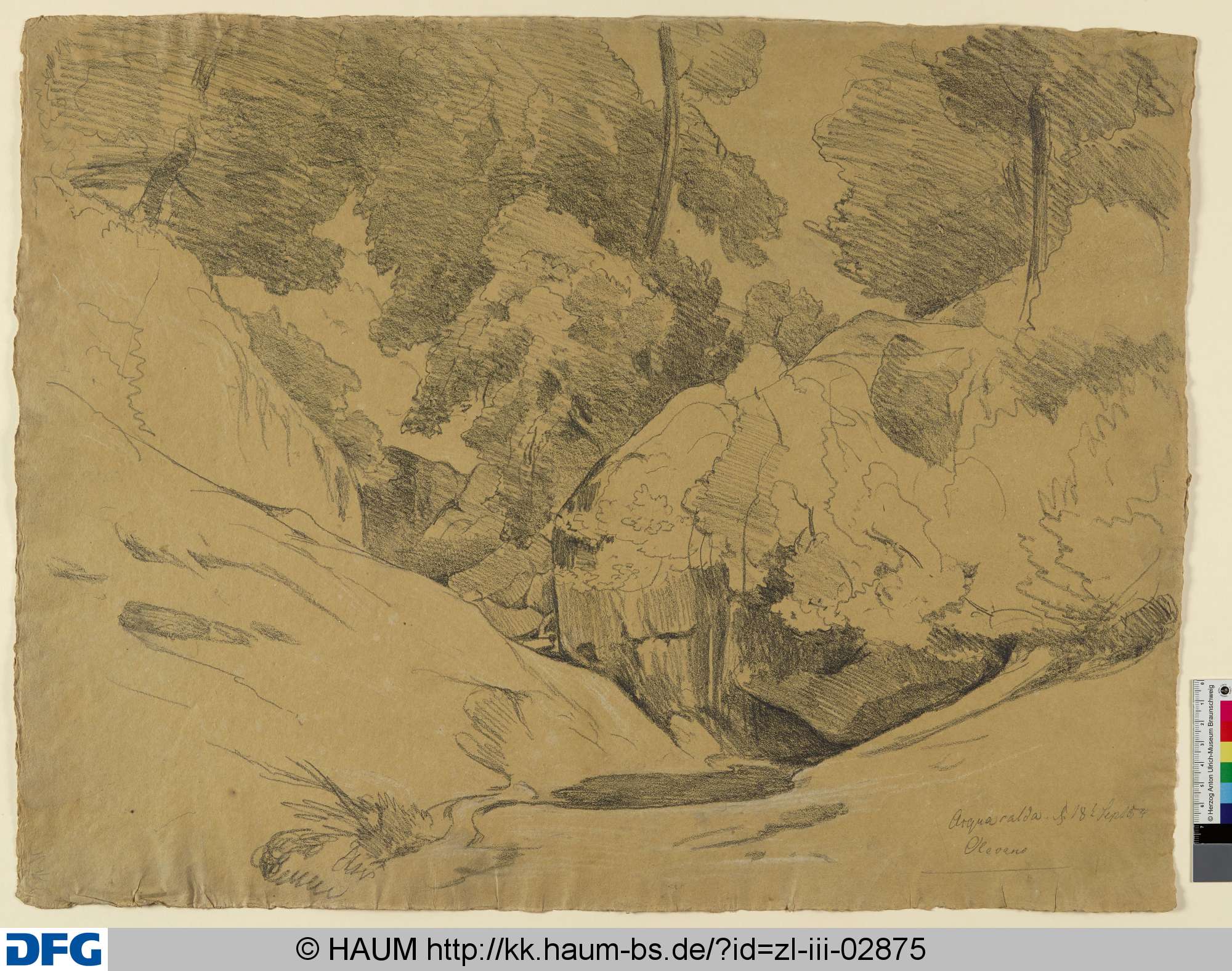 Acqua Calda bei Olevano, Adolf Nickol, 1854