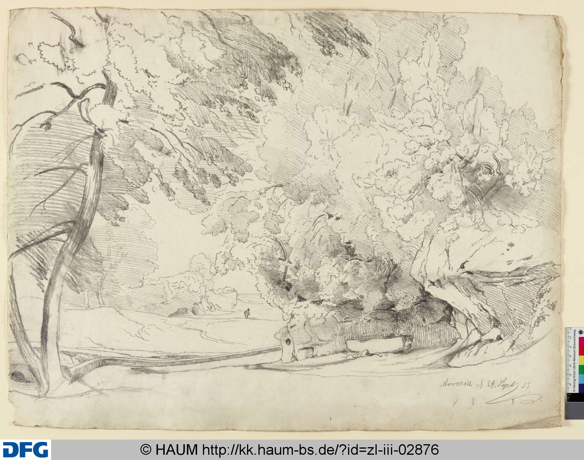 Landschaft bei Ariccia, Adolf Nickol, 1853