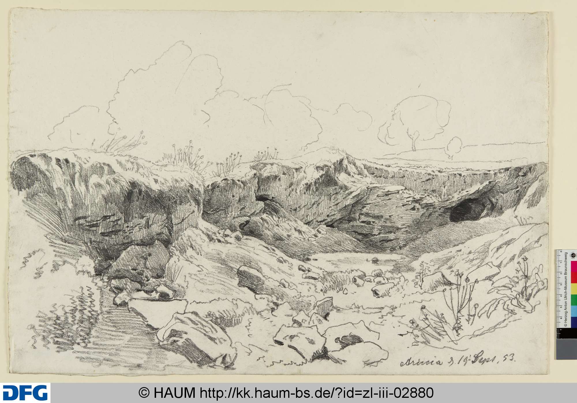 Landschaft bei Ariccia, Adolf Nickol, 1853
