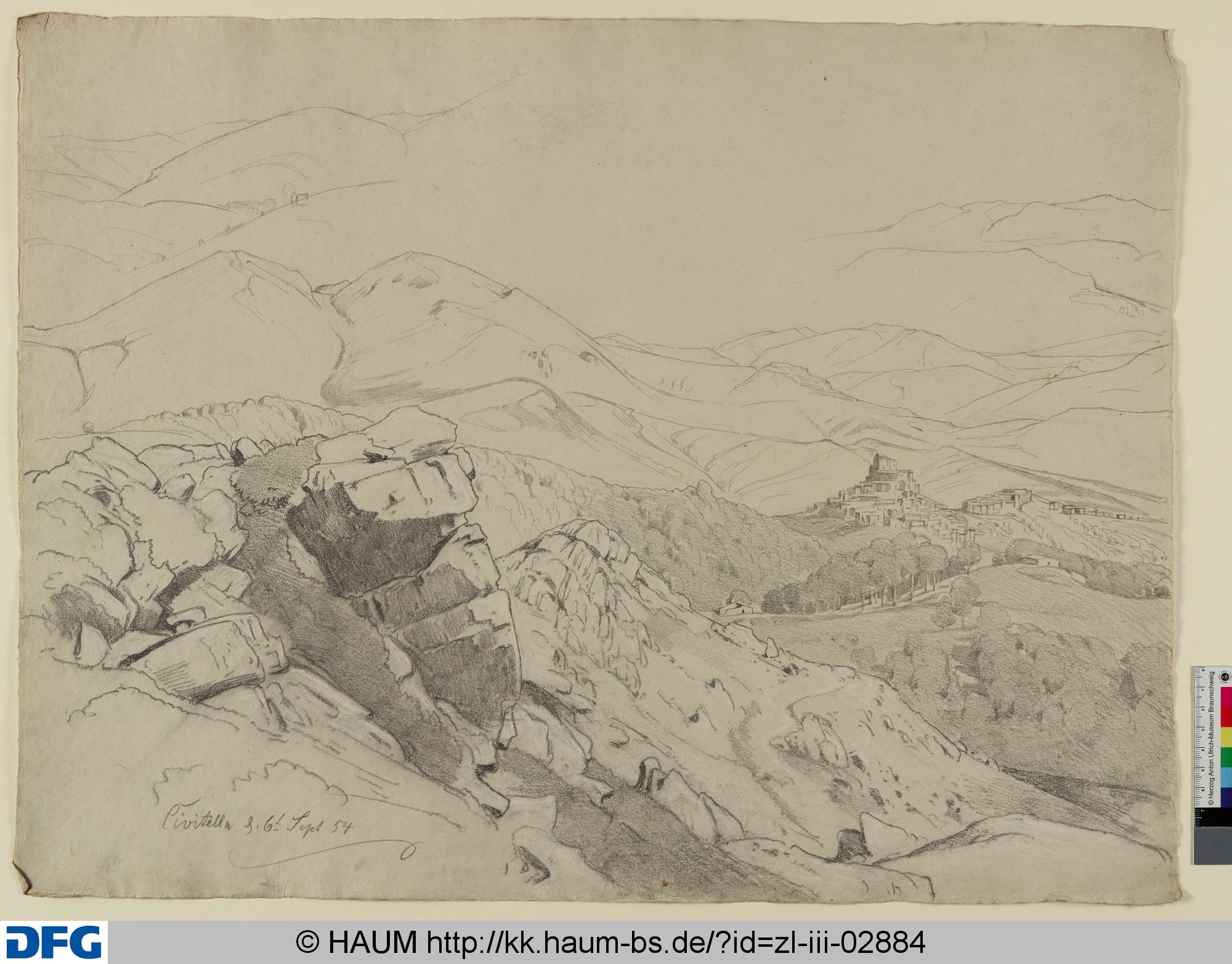 Blick auf Civitella, Adolf Nickol, 1854