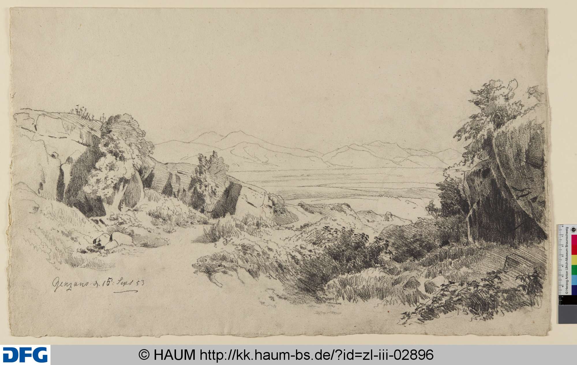 Landschaft bei Genzano, Adolf Nickol, 1853