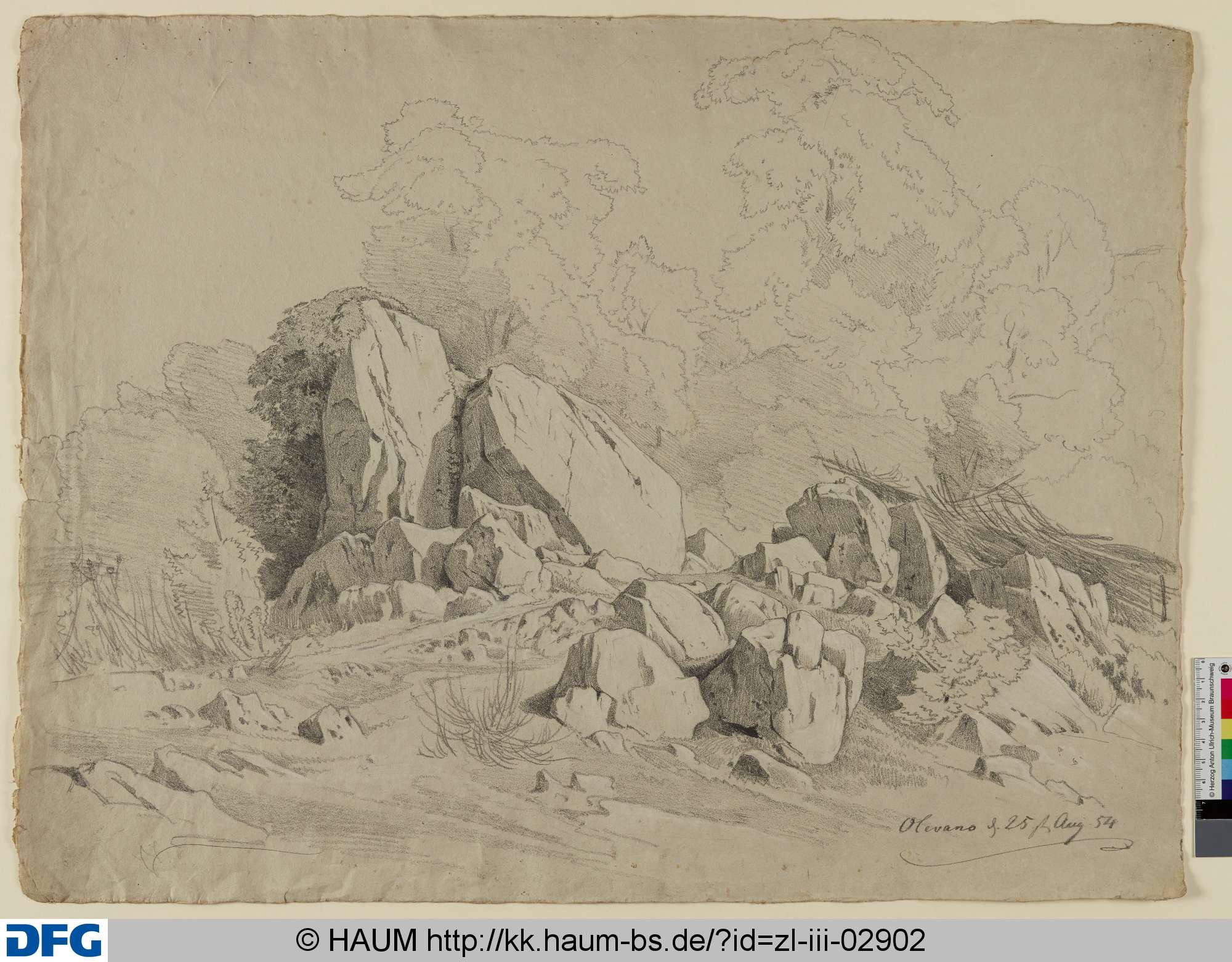 Felsen bei Olevano, Adolf Nickol, 1854