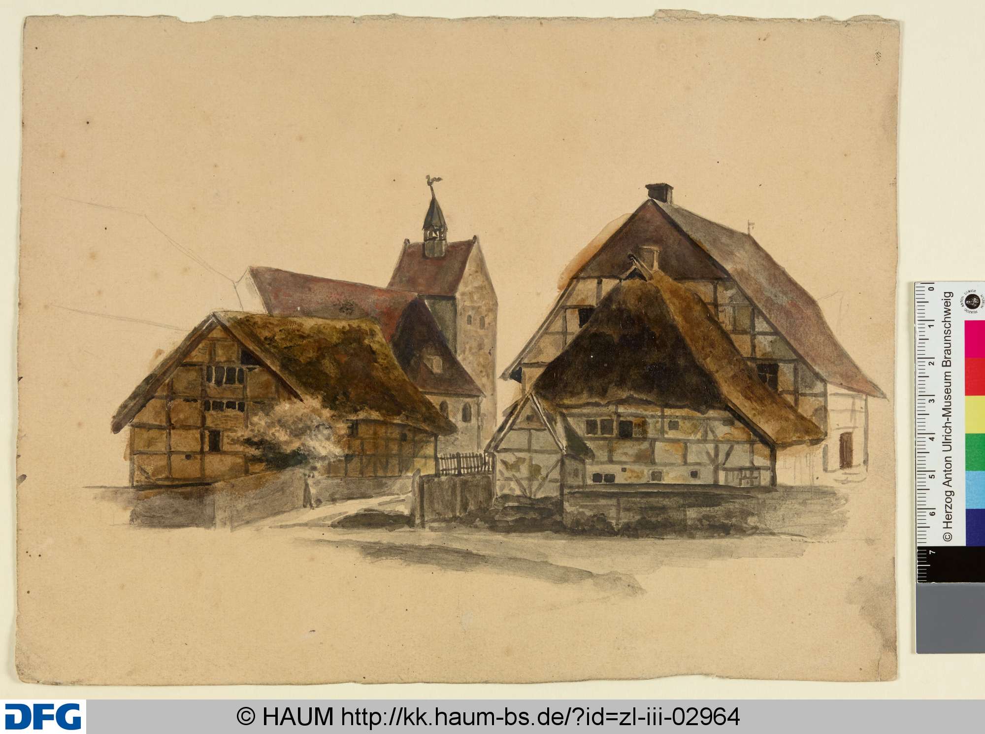 Ansicht eines Dorfes, Adolf Nickol, 1844–1905