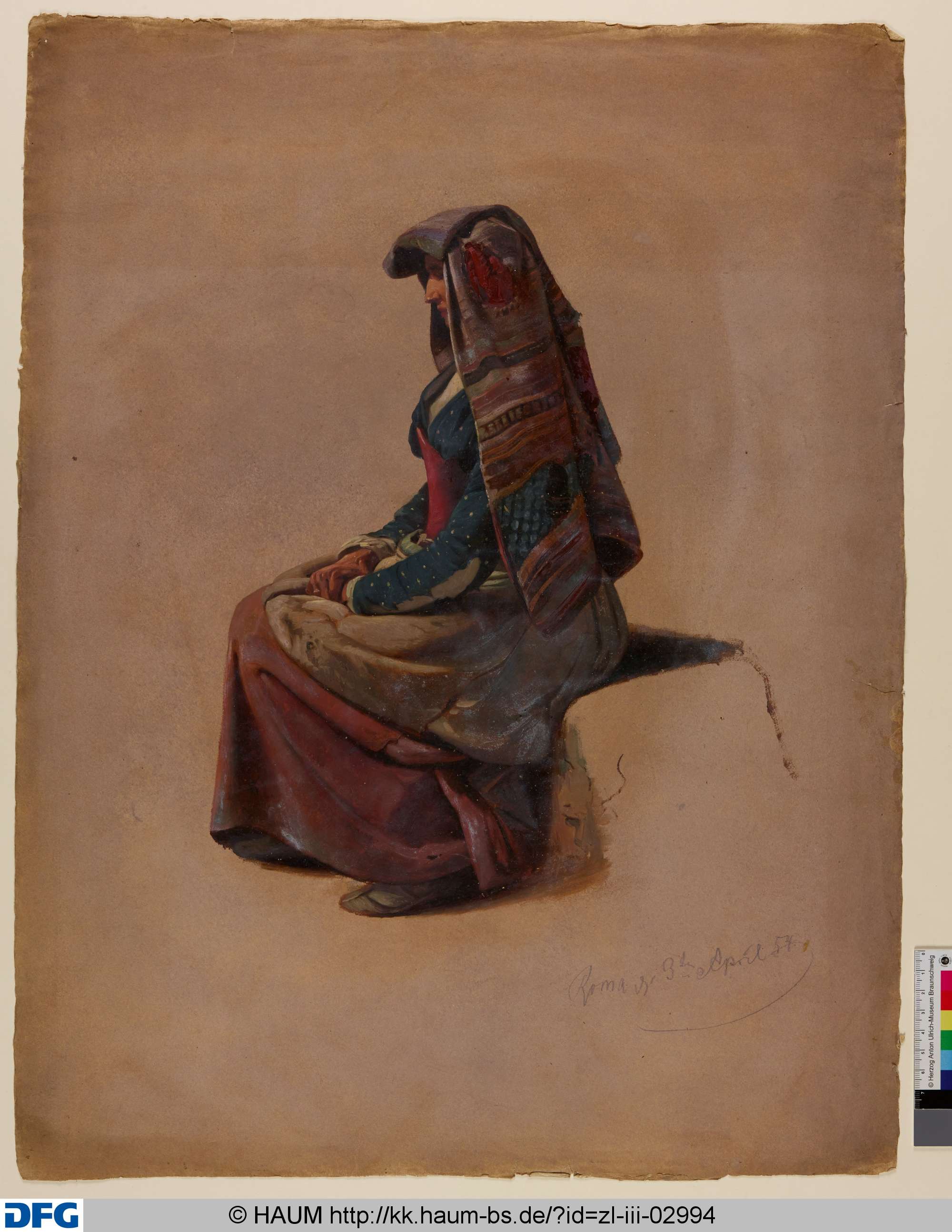 Sitzende Bäuerin, Adolf Nickol, 1854