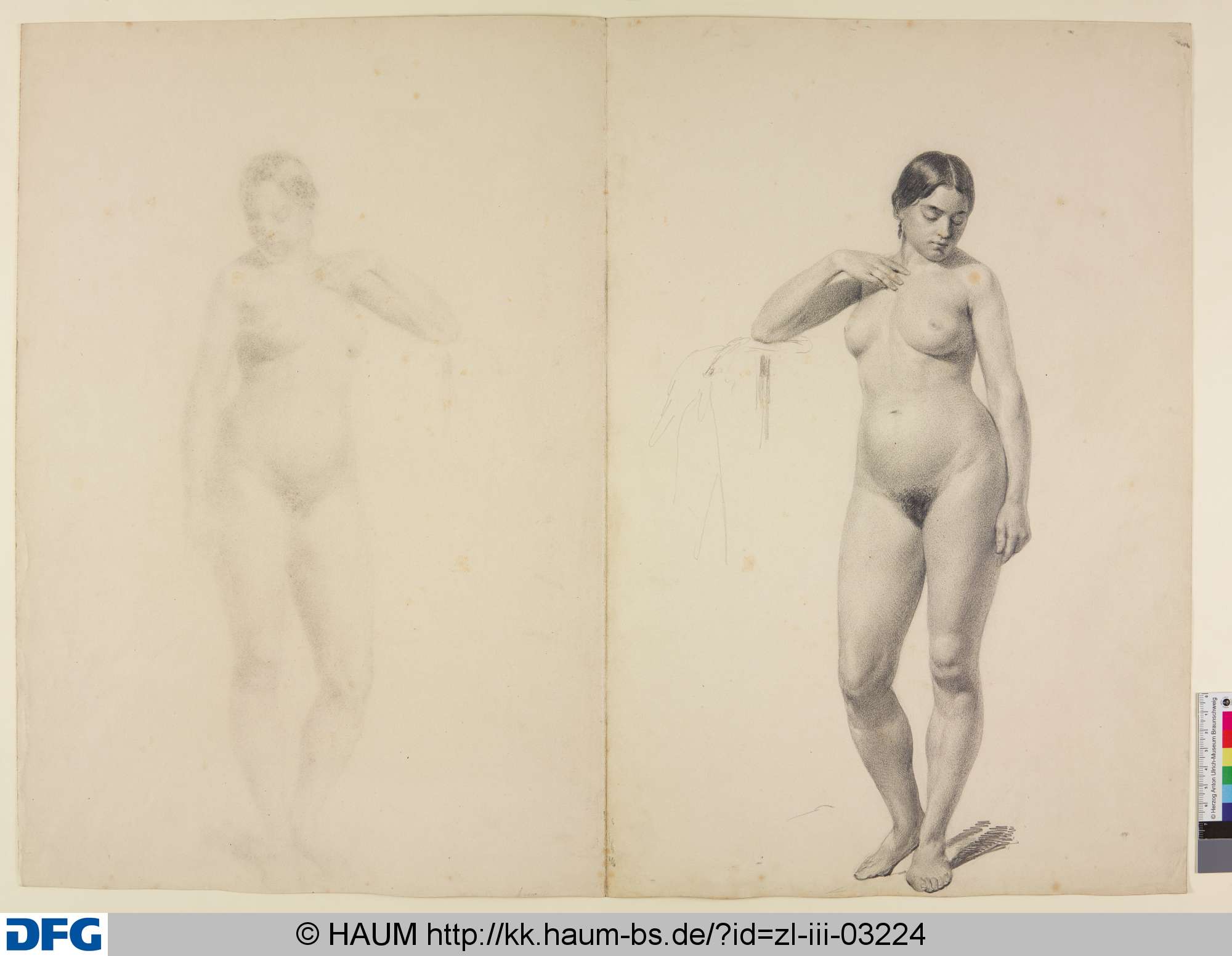 Stehender weiblicher Akt, Christian Tunica, 1815–1868