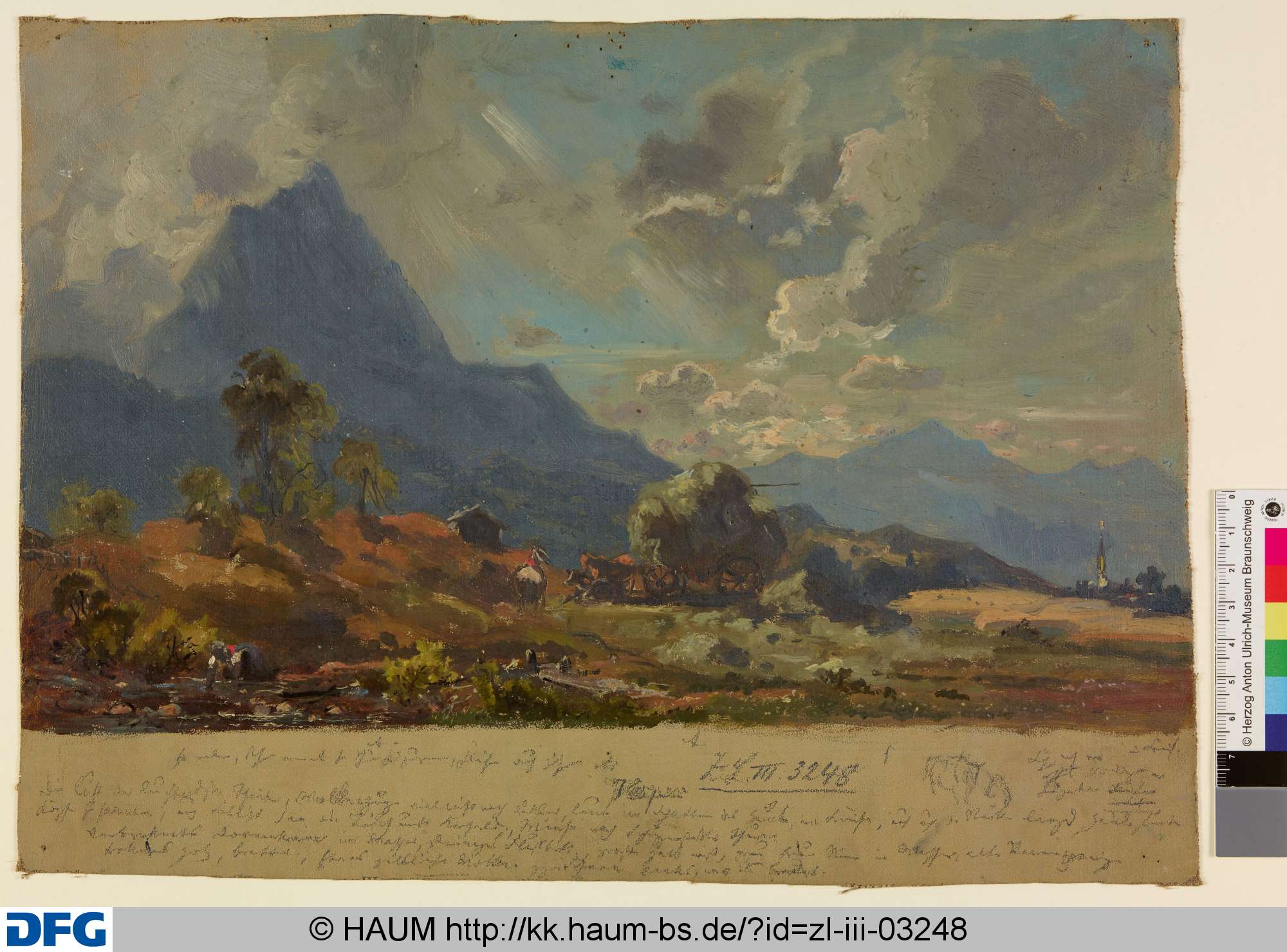 Gebirgslandschaft mit Heuwagen, Christian Tunica, 1815–1868