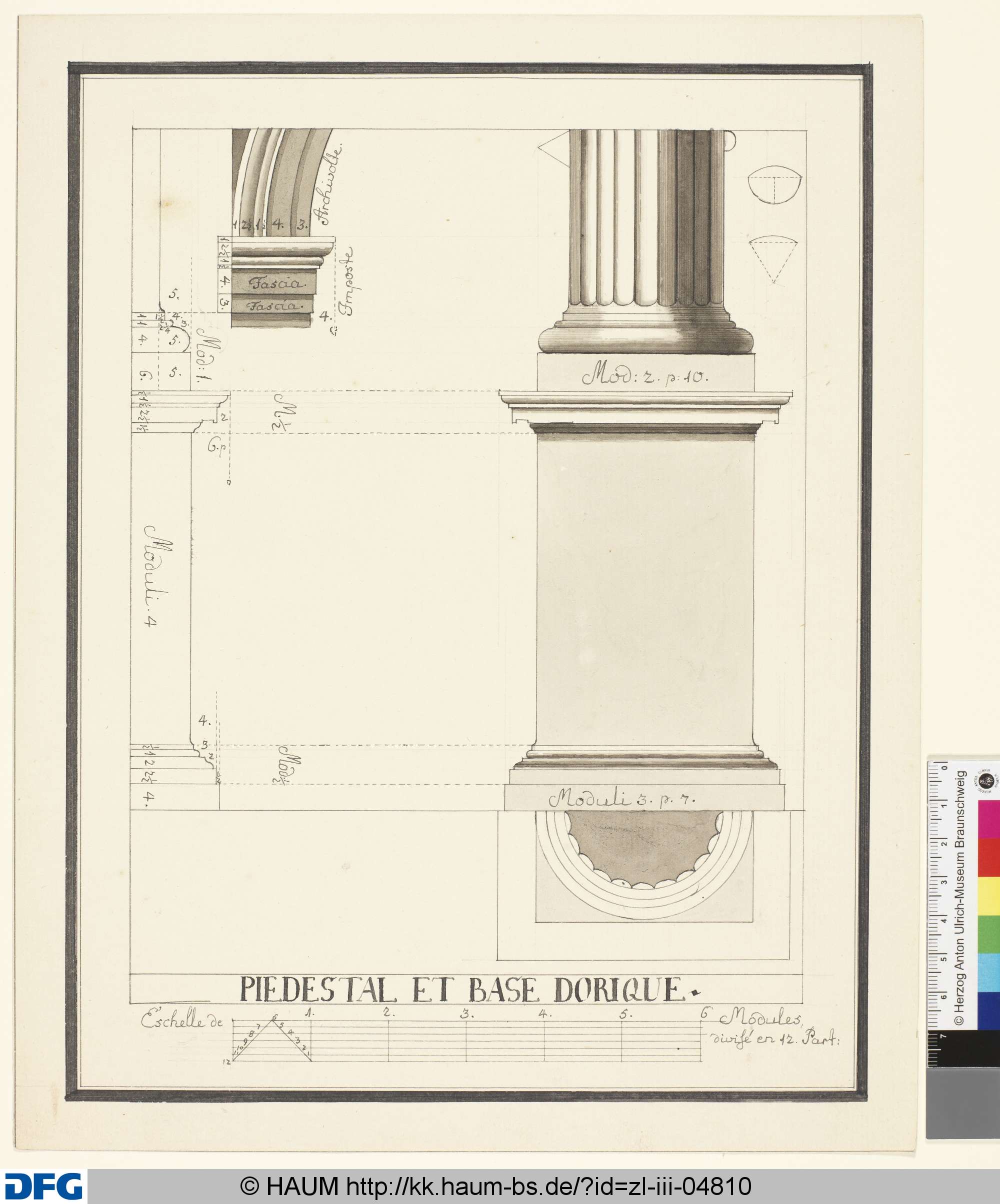 PIEDESTAL ET BASE DORIQUE., Johann Wilhelm Meil, 1753–1805