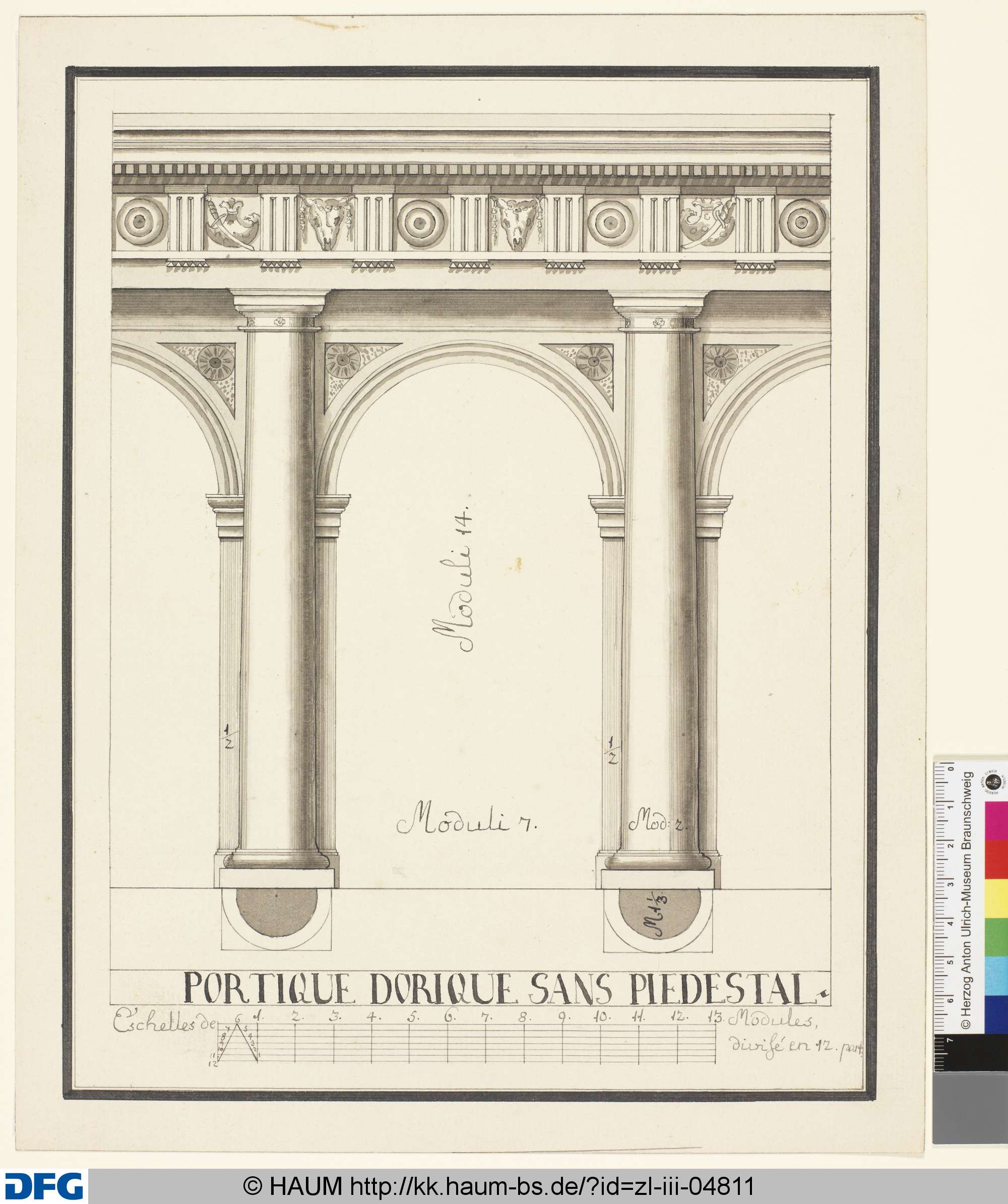 PORTIQUE DORIQUE SANS PIEDESTAL, Johann Wilhelm Meil, 1753–1805