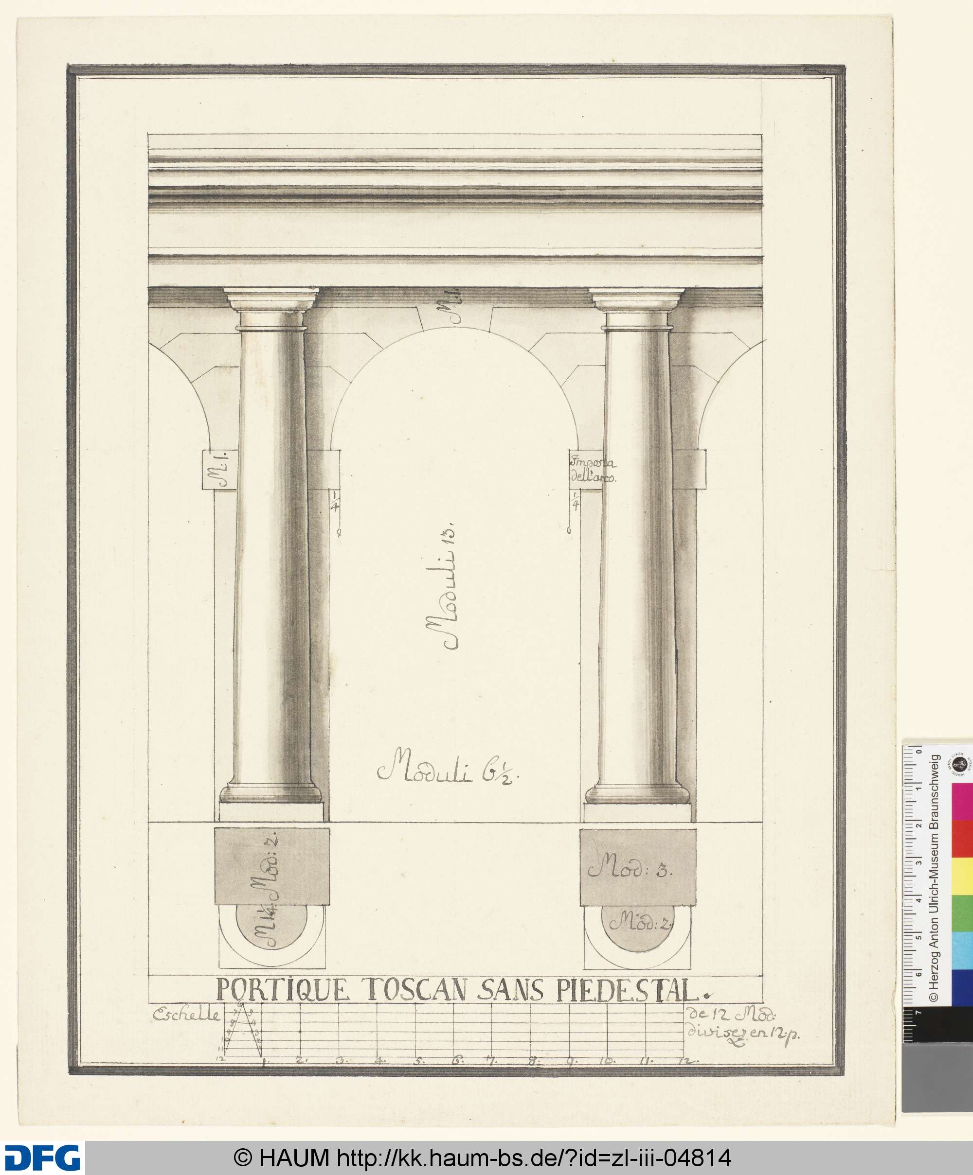 PORTIQUE TOSCAN SANS PIEDESTAL., Johann Wilhelm Meil, 1753–1805