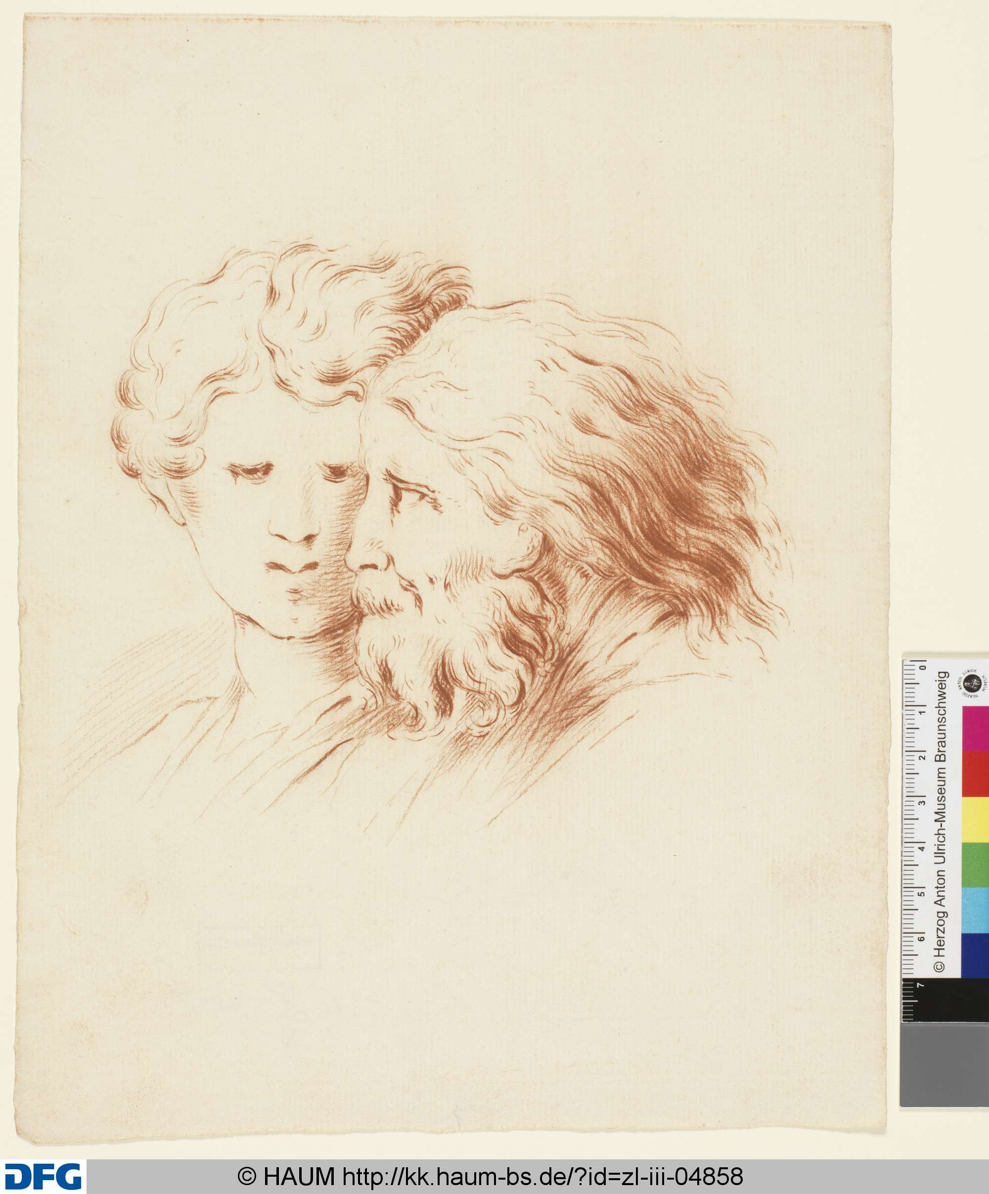 Kopfstudie eines jungen und einen bärtigen alten Mannes, Carl Friedrich Lieberkühn, 1755–1800
