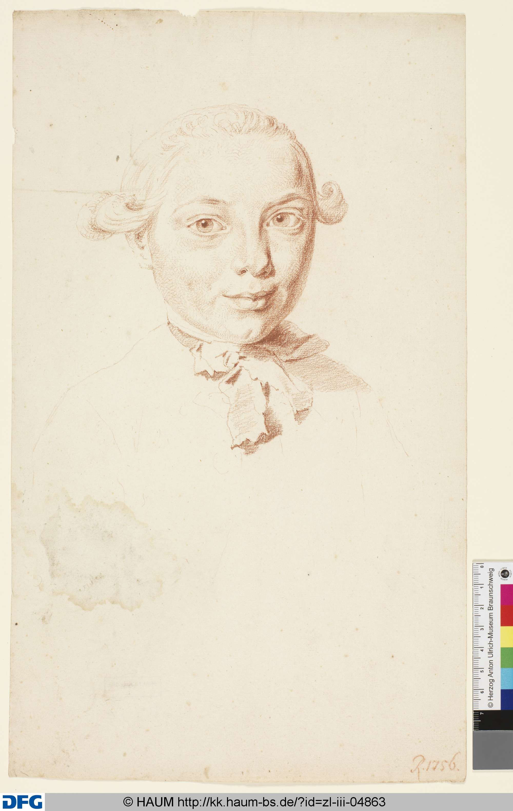 Brustbildnis einer unbekannten Jungen, Monogrammist R, 1756