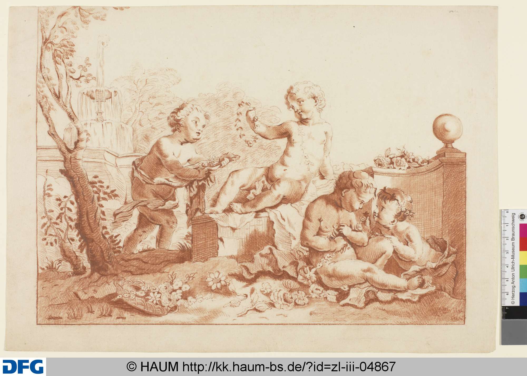 Puttengruppe mit Kränzen, Carl Friedrich Lieberkühn, 1755–1800