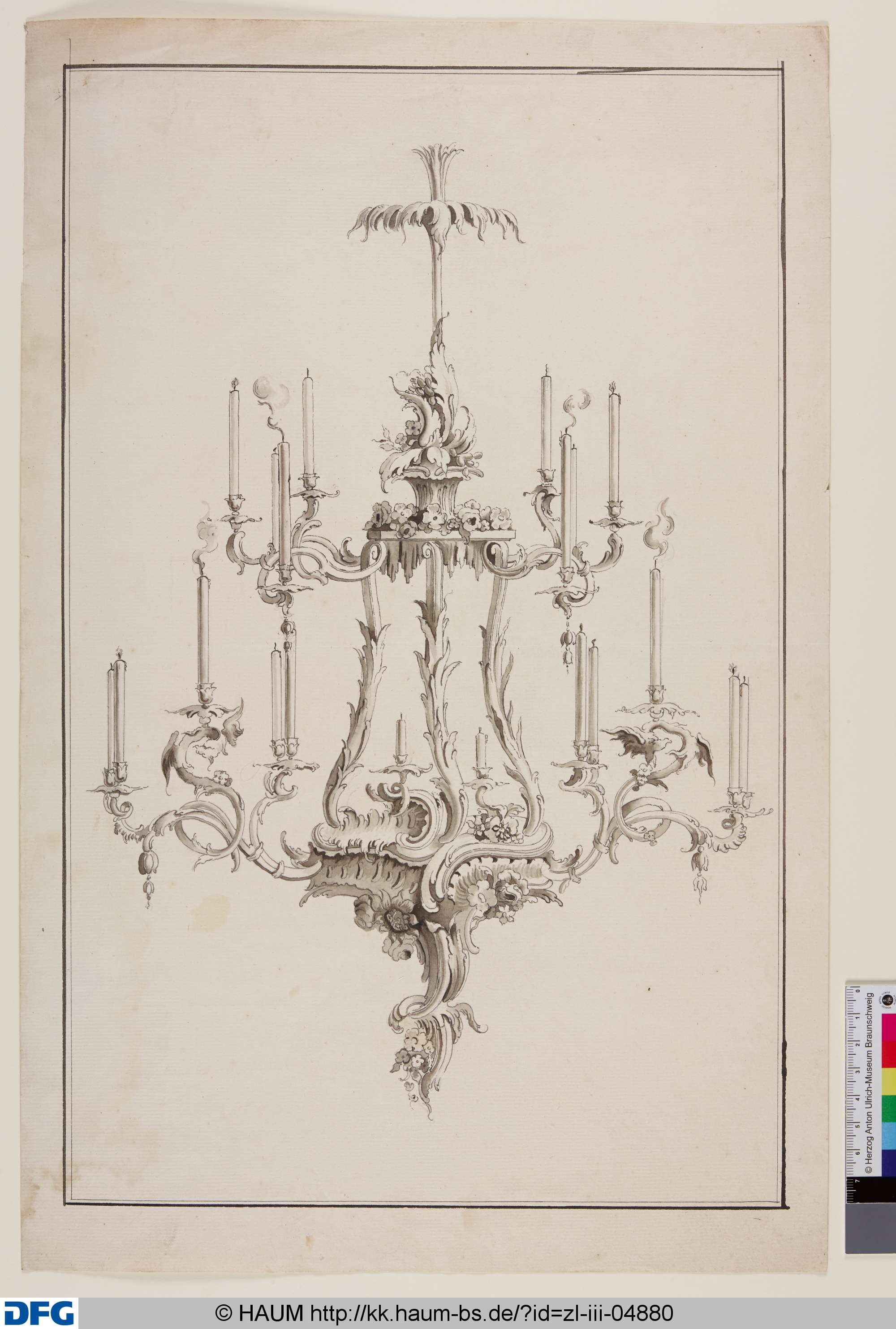 Kronenleuchter mit Blüten- und Blattwerk, Johann Wilhelm Meil, 1753–1805