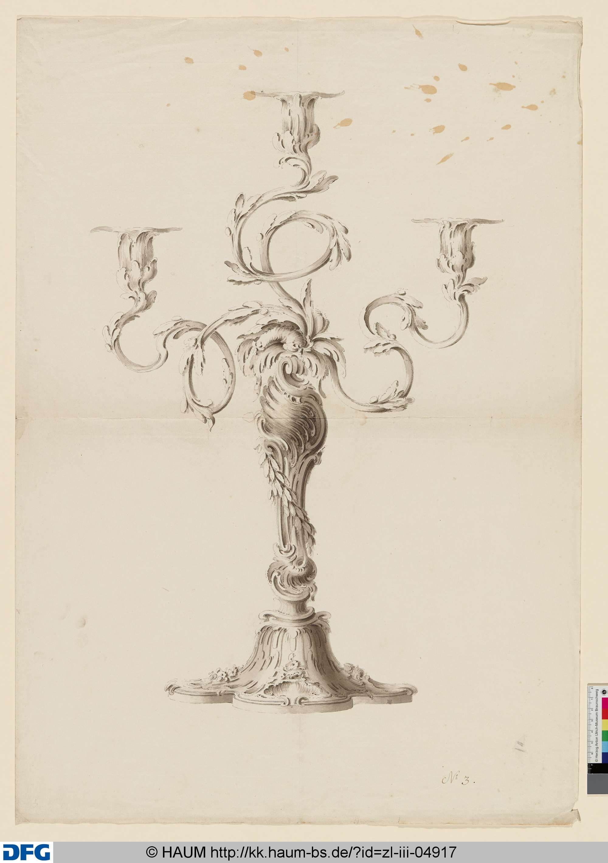 Dreiarmiger Kerzenleuchter, Christian Lieberkühn, 1729–1769